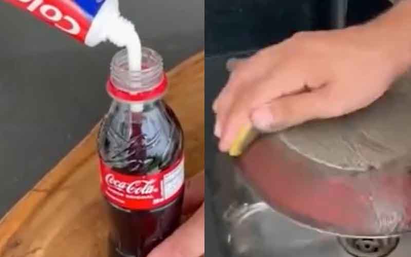 Blandning med Coca-Cola och tandkräm lovar att rengöra en bränd stekpanna